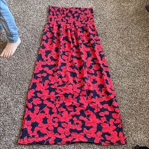 GAP Vibrant Red & Navy Floral Maxi tube dress
